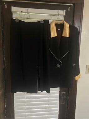 Elegant Black and Gold Skirt Set - Women's Two-Piece Ensemble